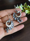 Oxidized Peacock Hook Earrings with Ghungroo Detailing | AMOLA