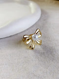 Gold Bow Pearl Stainless Steel Ring | AMOLA