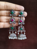Antique Oxidised Drop Jhumki Earrings for Parties | AMOLA