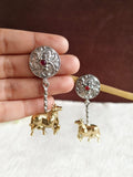 Nandi Ruby Oxidised Earrings | AMOLA