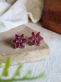 Oxidized Floral Silver Stud Earrings | AMOLA
