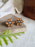 Oxidized Floral Silver Stud Earrings | AMOLA