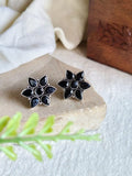 Oxidized Floral Silver Stud Earrings | AMOLA