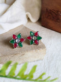 Oxidized Floral Silver Stud Earrings | AMOLA