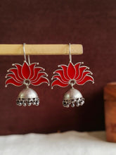 Lotus Oxidized Jhumka Earrings | AMOLA