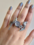 Bird Couple Adjustable Oxidised Ring | AMOLA