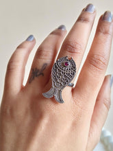 Oxidised Silver Plated Adjustable Fish Finger Rings for Bold Style | AMOLA