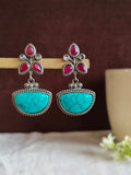 Oxidised Monalisa D-Shape Dangler Earrings | AMOLAk
