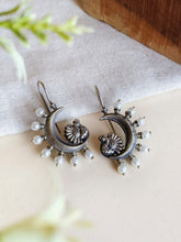 Silver Plated Crescent Oxidized Jhumka Earrings | AMOLA