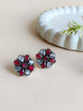 Flower Oxidised Stud Earrings | AMOLA