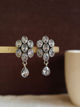 Oxidized Silver Oval Gemstone Stud Earrings | AMOLA