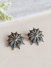 Silver Oxidised Floral Stud Earrings | AMOLA