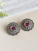 Oxidized Silver Floral Cluster Studs | AMOLA