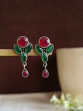 Oxidized Silver Plated Leaf Motif Studs | AMOLA