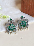 Oxidised Peacock Stone Studs | AMOLA