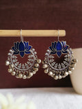 Lotus Enamel Hook Earrings with Ghungroo | AMOLA