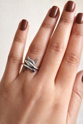 Silver Look Alike Lotus Statement Ring | AMOLA