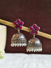 German Silver High-Quality Pearl Floral Jhumka Earrings Ethnic Wear | AMOLA