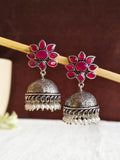Stone Studded Oxidised Pearl Jhumka | AMOLA