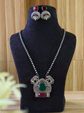 Oxidized Silver Elephant Statement Necklace Set | AMOLA