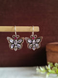 Silver Plated Oxidized Butterfly Hook Earring | AMOLA
