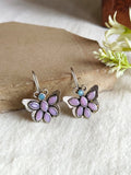 Silver Plated Oxidized Butterfly Hook Earring | AMOLA