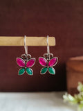 Oxidized Butterfly Style Stone Hook Earrings for Daily Wear | AMOLA