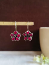 Oxidized Floral Drop Hook Earrings | AMOLA