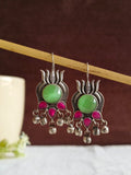 Lotus Oxidised Hook Earrings | AMOLA