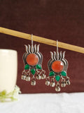 Lotus Oxidised Hook Earrings | AMOLA