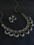 925 Silver Half-Moon Floral Necklace Set | AMOLA