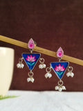 Hand-Painted Trikon Pearl Drop Earrings | AMOLA
