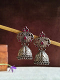 Oxidized Floral Silver Plated Jhumki Earrings | AMOLA
