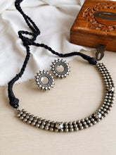 Oxidised Silver Sparkle Choker Set with Studs | AMOLA