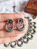 925 Silver Plated Half-Moon Floral Necklace Set | AMOLA