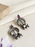 Ethnic Oxidized Kamdhenu Cow Dangle Earrings | AMOLA