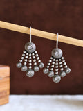 Elegant Oxidized Silver Stone Hook Earrings | AMOLA