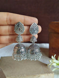 Oxidized German Silver Jhumka Earrings | AMOLA