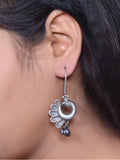 Oxidized Peacock Hook Earrings with Ghungroo Detailing | AMOLA