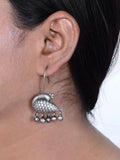Silver-Plated Daily Wear Peacock Earrings with Ghungroo | AMOLA