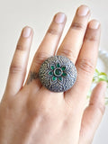 Silver Stone Studded Oxidised Ring | AMOLA