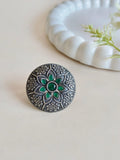 Silver Stone Studded Oxidised Ring | AMOLA