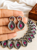 Antique Oxidised Silver Statement Necklace | AMOLA