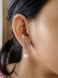 Elegant Silver Pearl Drop Statement Earrings | AMOLA