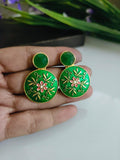 Gold Plated Partywear Enamel Stud Earrings | AMOLA