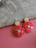Round Stud Earring With Round Monalisa Stone | AMOLA