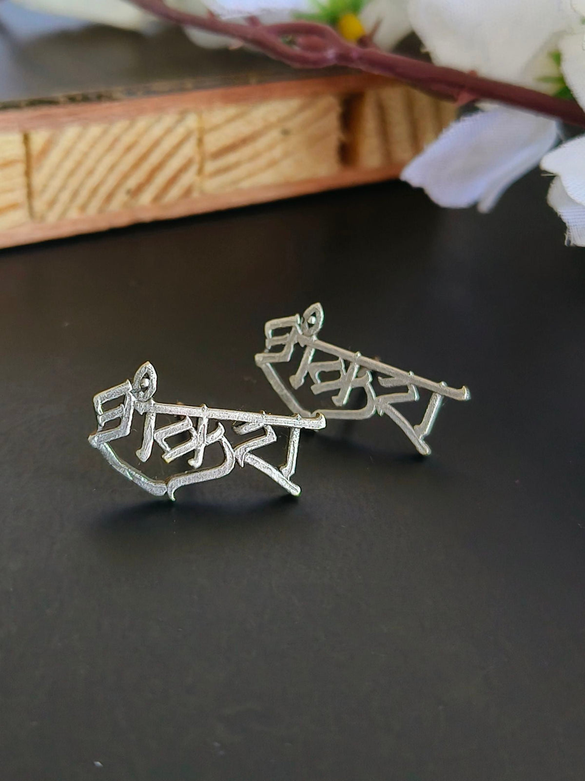 Oxidised Silver Shankra Stud Earrings for Spiritual Elegance | AMOLA