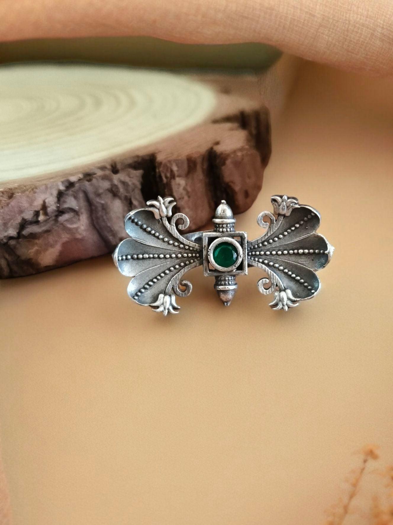 tribal style oxidised ring