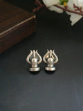 Silver Replica Oxidised Shivling with Trishul Stud Earrings | AMOLA