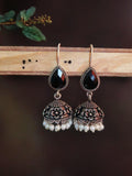 Shiny Hook Earrings Oxidized Silver Plated